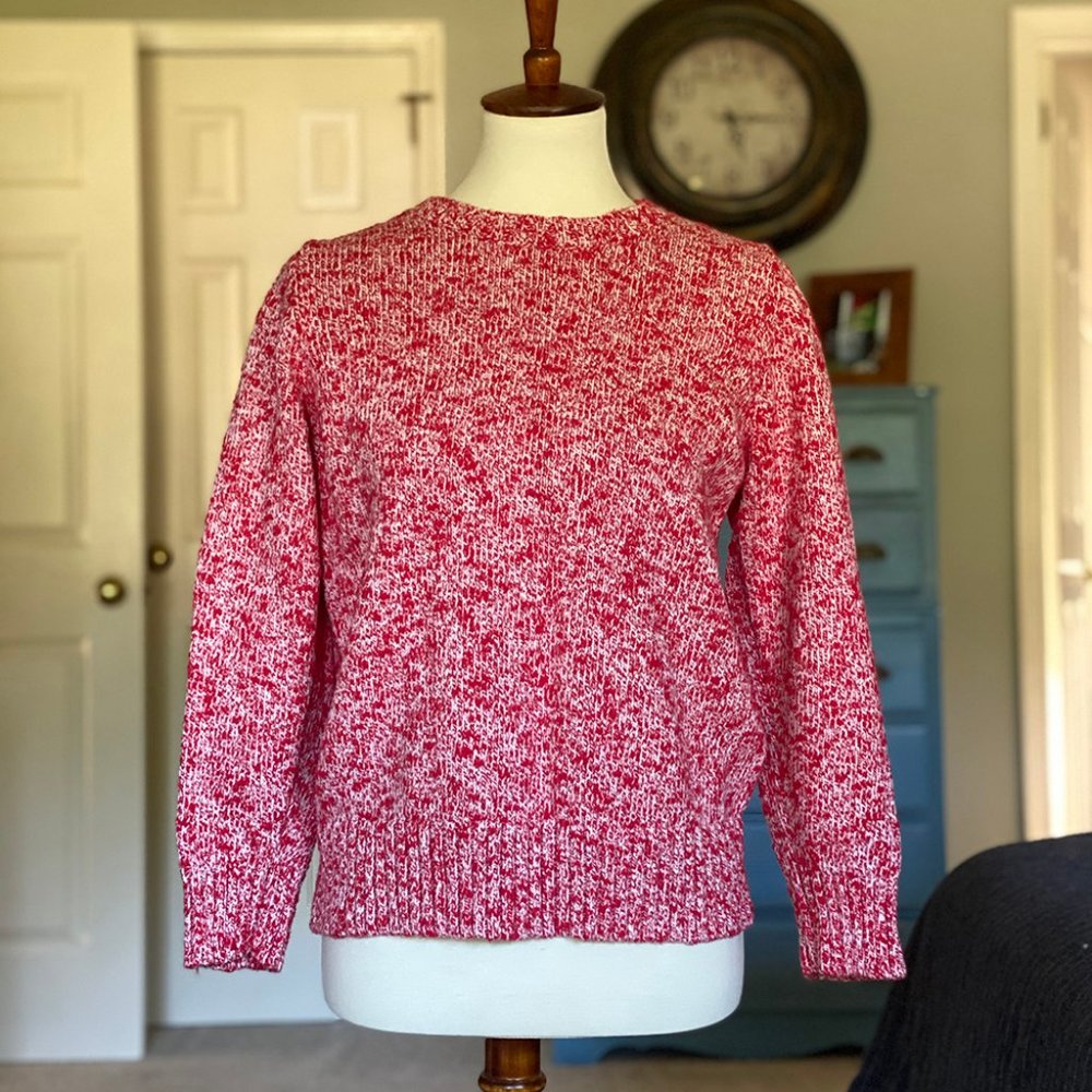 LL Bean Women's Cotton Ragg Sweater, Marled Red